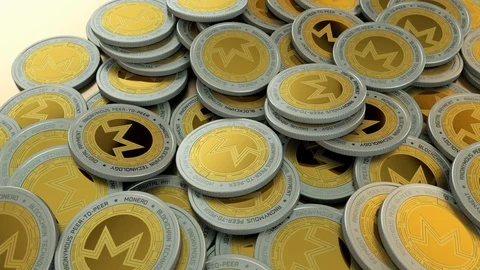 Seamless loop of Monero crypto currency coin pile Stock Footage 89123944