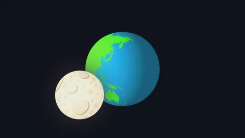 Seamless loop of moon orbiting planet earth on isolated black Stock Footage 263734909