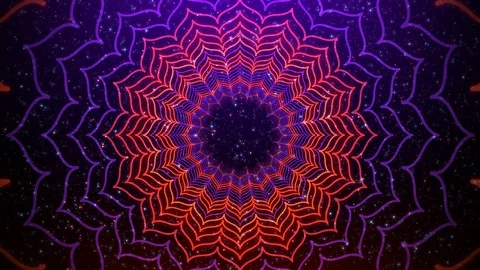 Seamless Loop Motion Artistic Tunnel Abstract Purple Orange Lotus Mandala Lines  Stock Footage 125065511