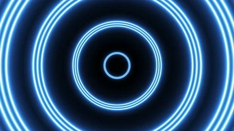 Seamless loop motion graphic background with three blue neon circles Stock Footage 147152627