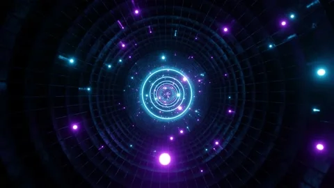 Seamless loop motion graphic of flying into circle digital tunnel Stock Footage 162234840