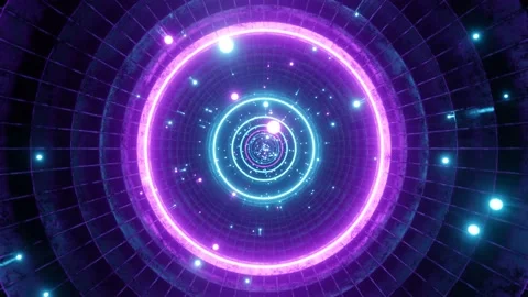 Seamless loop motion graphic of flying into circle digital tunnel Stock Footage 163741916