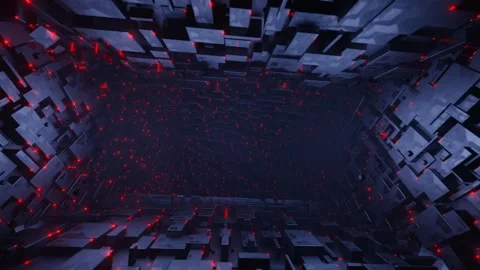 Seamless loop motion graphic of flying into rectangular tech tunnel Stock Footage 272421367
