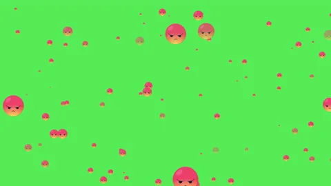 Seamless loop Motion Graphics Angry emoji Green Screen Background . 스톡 동영상 196065326