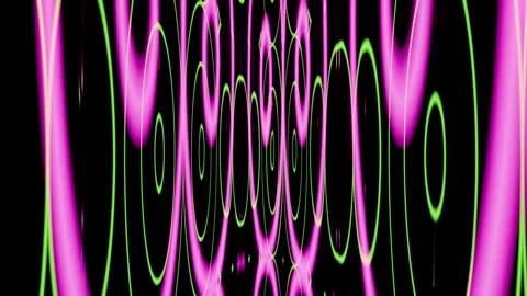 Seamless loop Moving random pink green circles. Psychedelic wavy animated Video stock 267558617