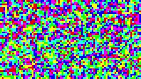 Seamless Loop of Multicolor Pixel Blocks Flickering in Psychedelic 8 Bit Style Stock Footage 340360300