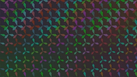Seamless Loop of Multicolored Octagonal Star Shapes on Dark Surface Vídeo Stock 340370823