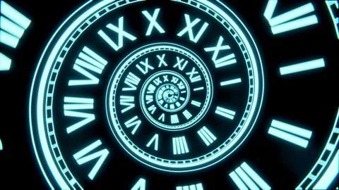 Seamless Loop Neon Spiral Clock Animation, Futuristic Time Concept Background Stock Footage 311754109