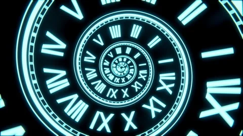 Seamless Loop Neon Spiral Clock Animation, Futuristic Time Concept Background Stock Footage 311754131