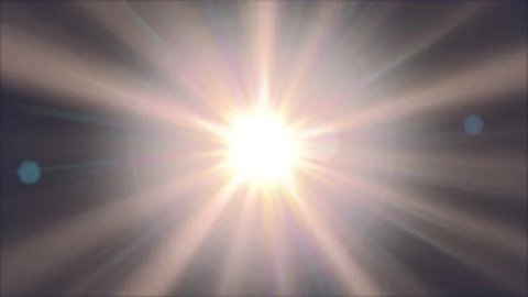 Seamless loop optical lens flares orange glow lighting on dark blue background Video stock 173058732