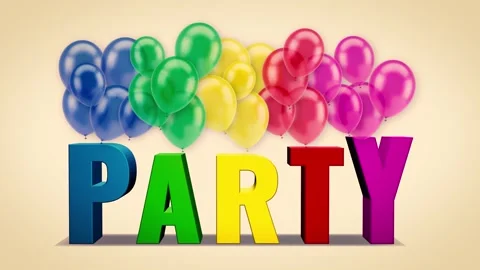 Seamless Loop of Party 3D Text with Colorful Balloons Video stock 329002296