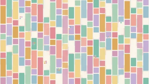 Seamless loop of pastel rectangles and blocks, colourful pattern texture Vidéo 346740534