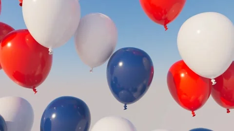 Seamless loop of patriotic red white and blue balloons floating into the sky Stock-Footage 310558097