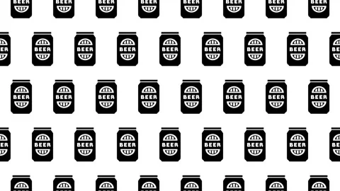 Seamless loop pattern of Beer can icons on a white background Stock Footage 280438942