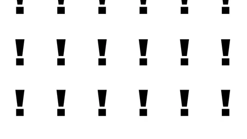 Seamless Loop Pattern of Black Exclamation Mark Icons on a White Background. The 스톡 동영상 283145873