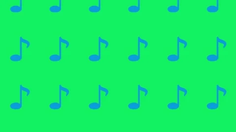 Seamless Loop Pattern of Blue Musical Notes on a Green Screen Stock Footage 283145508