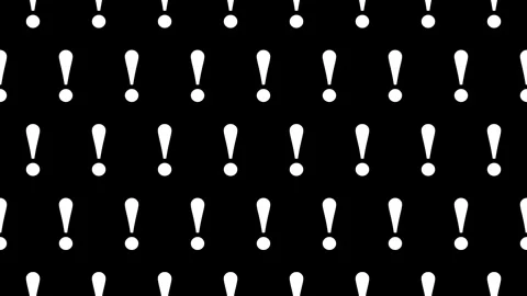Seamless loop pattern of Exclamation icons on a black background 스톡 동영상 283145051