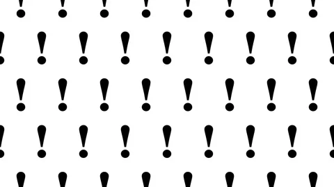 Seamless loop pattern of Exclamation icons on a white background 스톡 동영상 283145057