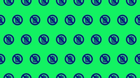 Seamless loop pattern of Garbage icons on a green screen Video stock 291594897