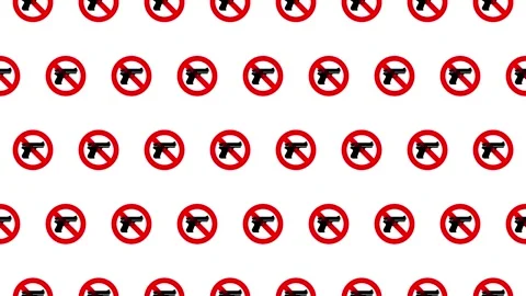 Seamless loop pattern of gun icons with no symbol on a white background Video stock 279520463