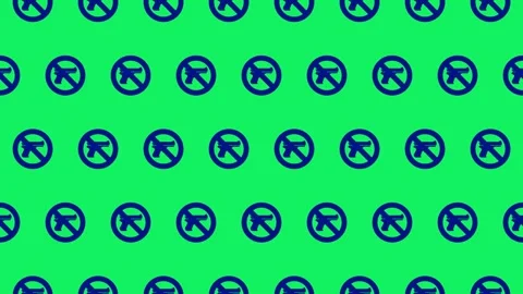 Seamless loop pattern of gun icons with no symbol on a green screen Video stock 279520470