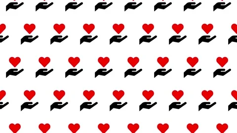 Seamless loop pattern of hand holding a heart icons on a white background Stock Footage 282485684