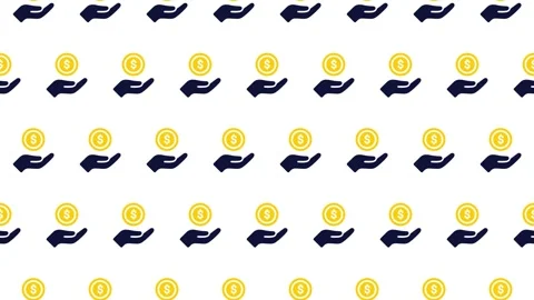 Seamless loop pattern of hands holding US dollar icons on a white background Stock Footage 327494142