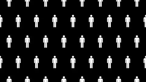 Seamless loop pattern of Human (Man) icons on a black background Stock Footage 279520377