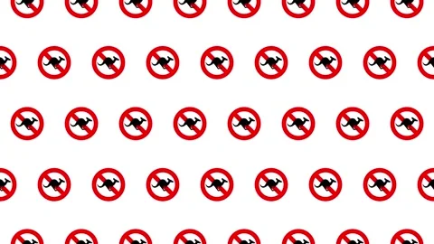 Seamless Loop Pattern of Kangaroo Prohibition Signs on a White Background Video stock 284905690