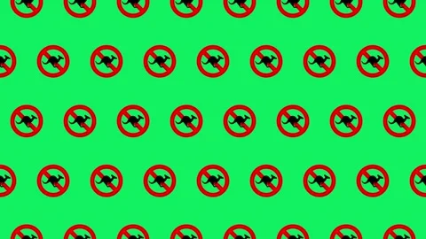 Seamless Loop Pattern of Kangaroo Prohibition Signs on a Green Screen Video stock 284905695