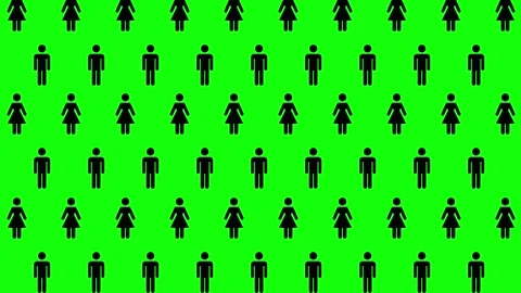 Seamless loop pattern of “Men and Women” icons on green background. Stock Footage 297302332