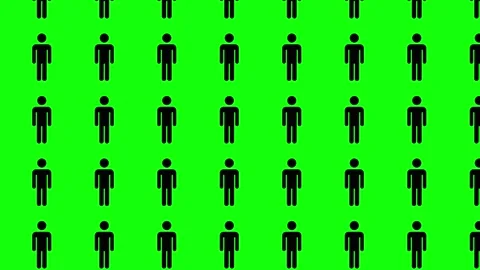 Seamless loop pattern of “Men” icons on green background. Stock Footage 297302300