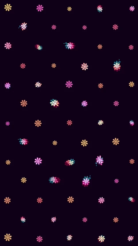 Seamless Loop Pattern Of Multicolored Flower Asterisk Symbols With Glitch Effect Video stock 332006852
