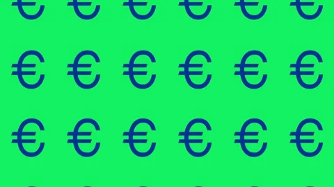 Seamless Loop Pattern of Navy Euro Icons on a Green Screen Stock Footage 283145381