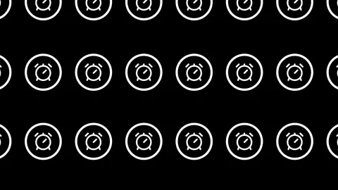 A seamless loop pattern of navy outlined alarm icons on a green screen Stock Footage 286756952