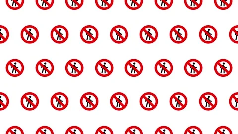 Seamless loop pattern of No Entry icons on a white background Video stock 286757672