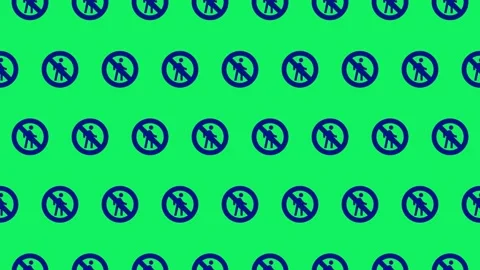 Seamless loop pattern of No Entry icons on a green screen Video stock 286757689