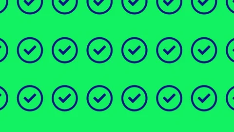 A seamless loop pattern of outlined checkmarks on a green screen Stock Footage 282485611