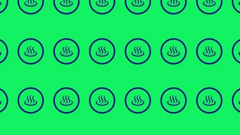 A seamless loop pattern of outlined circle onsen icons on a green screen Stock Footage 291594935