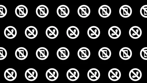 Seamless loop pattern of Phone calls icons with no symbol on a black background Video stock 283144926