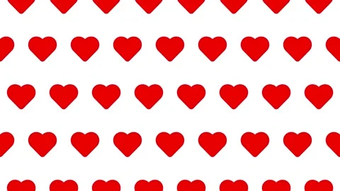 Seamless loop pattern of red heart icons on a white background Stock Footage 279520751