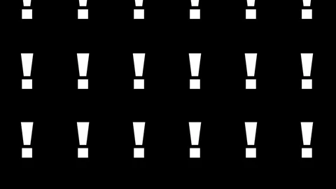 Seamless Loop Pattern of White Exclamation Mark Icons on a Black Background. The Video stock 283145869