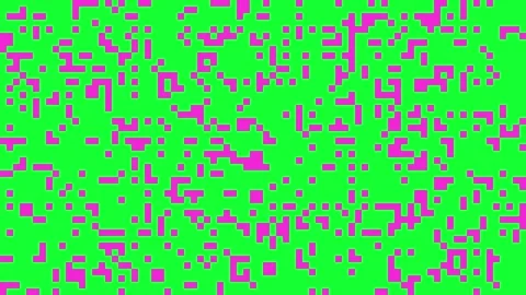 Seamless Loop of Pink Pixel Blocks on Green Screen, 8 Bit Retro Style Stock Footage 340360285