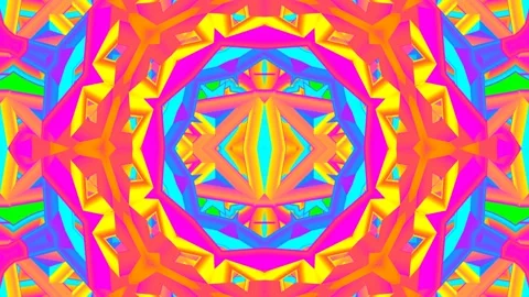 Seamless Loop of Pop Art Pattern Embossed 3D Kaleidoscope Background Video stock 198097174