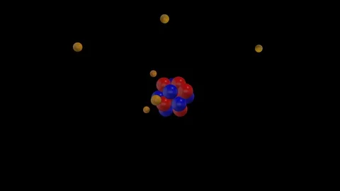 Seamless loop of protons, neutrons and electrons of a carbon atom Stockbeeldmateriaal 107862741