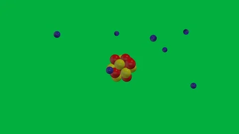Seamless loop of protons, neutrons and electrons of an oxygen atom Stockbeeldmateriaal 107862786