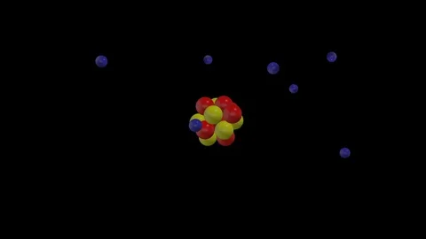 Seamless loop of protons, neutrons and electrons of a nitrogen atom Stockbeeldmateriaal 107862807