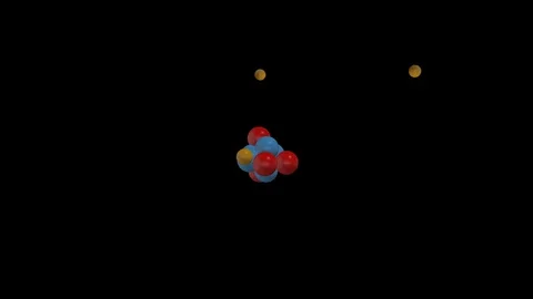 Seamless loop of protons, neutrons and electrons of a beryllium atom Stock Footage 107862842