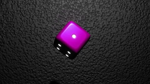Seamless loop purple dice rotation on black background. pink Dice Transition Stock Footage 244998607