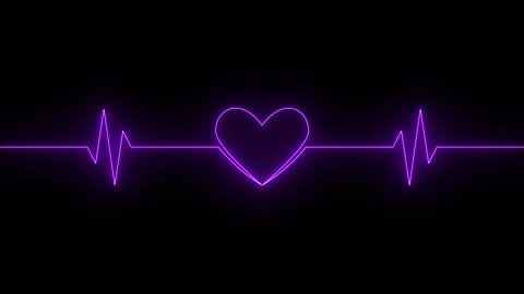 Seamless loop of purple neon heart pulse line video. Futuristic ultraviolet.. Video stock 339211696